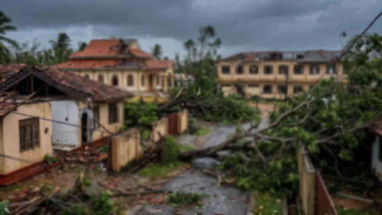 மினுவாங்கொடையில் வீசிய பலத்த காற்று: பல வீடுகள் சேதம்