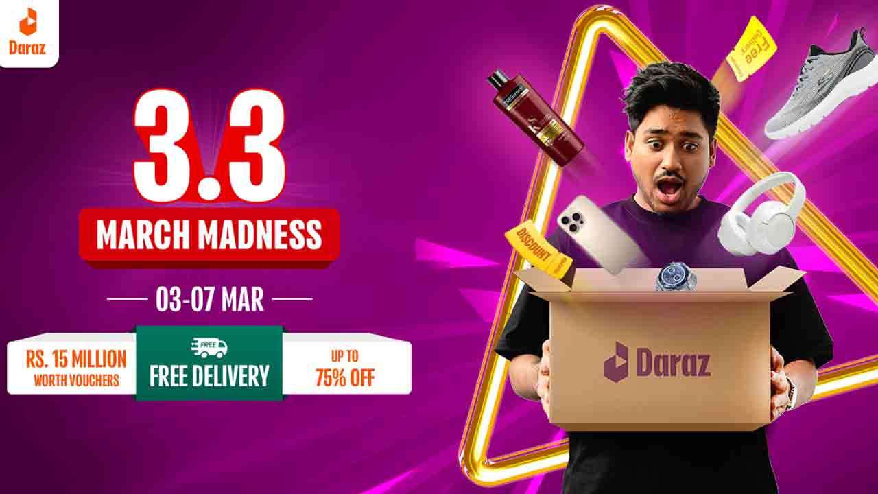 Daraz Sri Lanka நிறுவனம், பாரிய தள்ளுபடிகள், மொத்தமாக ரூபா 15 மில்லியன் பெறுமதி கொண்ட வவுச்சர்கள் மற்றும் இலவச விநியோக சேவையுடன் 3.3 March Madness Sale விற்பனை நிகழ்வை ஆரம்பித்துள்ளது
