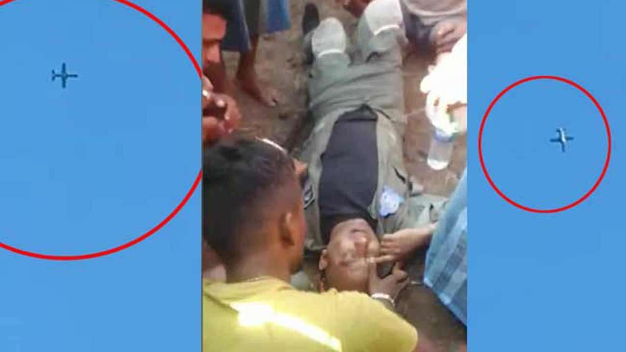 மின்சார கம்பியில் விழுந்த விமானி