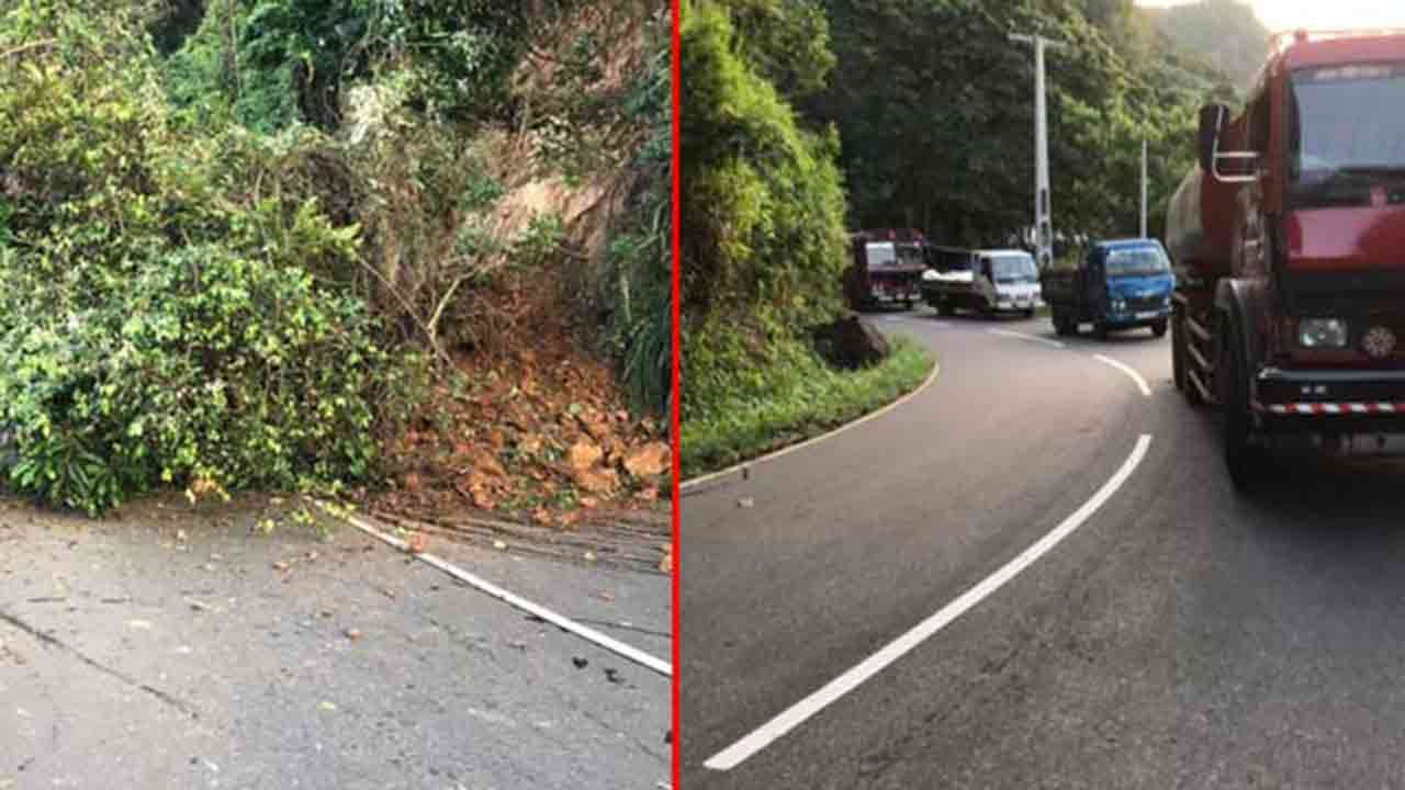 பெரகலை-வெல்லவாய வீதியில் மண்சரிவு