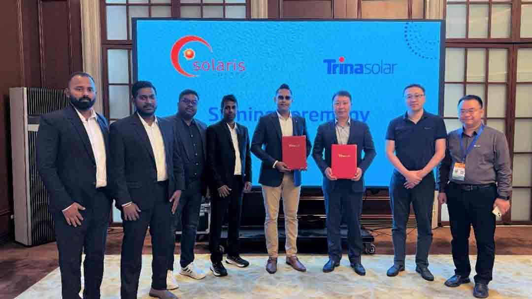 இலங்கை முழுவதும் 25 மெகாவாட் பயன்பாட்டிற்கு உதவும் சூரிய சக்தியை உற்பத்தி செய்வதற்காக Solaris Energy உடன் கைகோர்க்கும் Trinasolar
