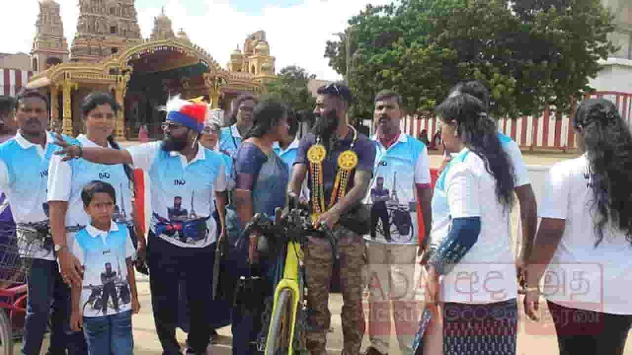 பிரான்சிலிருந்து துவிச்சக்கரவண்டியில் யாழ் வந்த சூரான்!