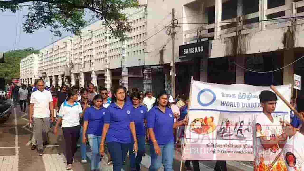 சர்வதேச நீரிழிவு தினத்தை முன்னிட்டு நடைபவனி