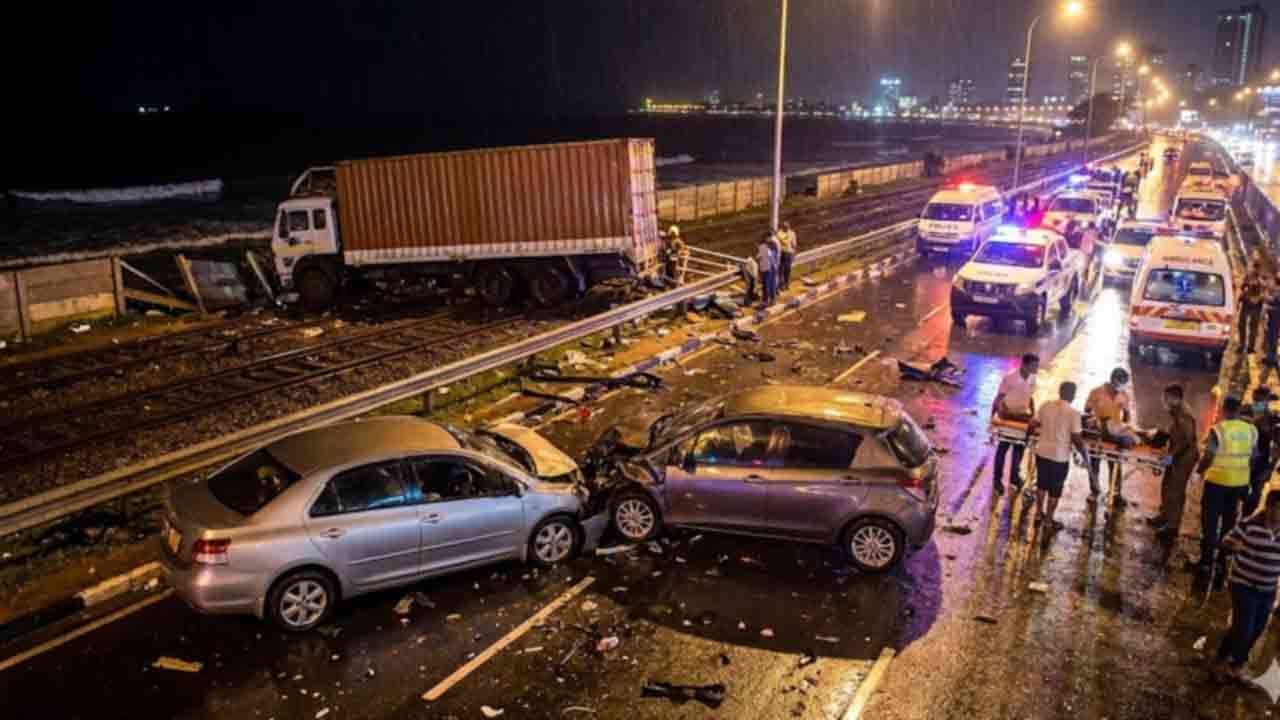 பம்பலப்பிட்டி கடற்கரை வீதியில் விபத்து: 5 பேர் காயம்