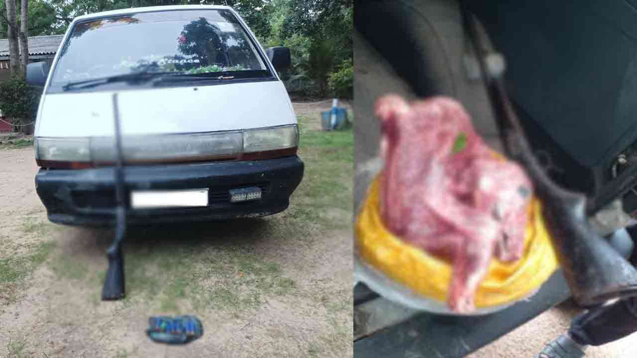 மான் இறைச்சி மற்றும் துப்பாக்கியுடன் இருவர் கைது