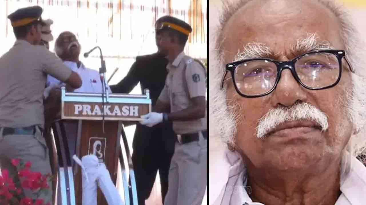 மேடையிலேயே மயங்கி விழுந்த கேரள அமைச்சர்!