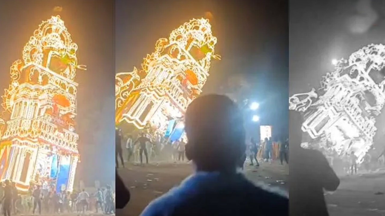 60 அடி உயர தேர் சரிந்து விழுந்து விபத்து!