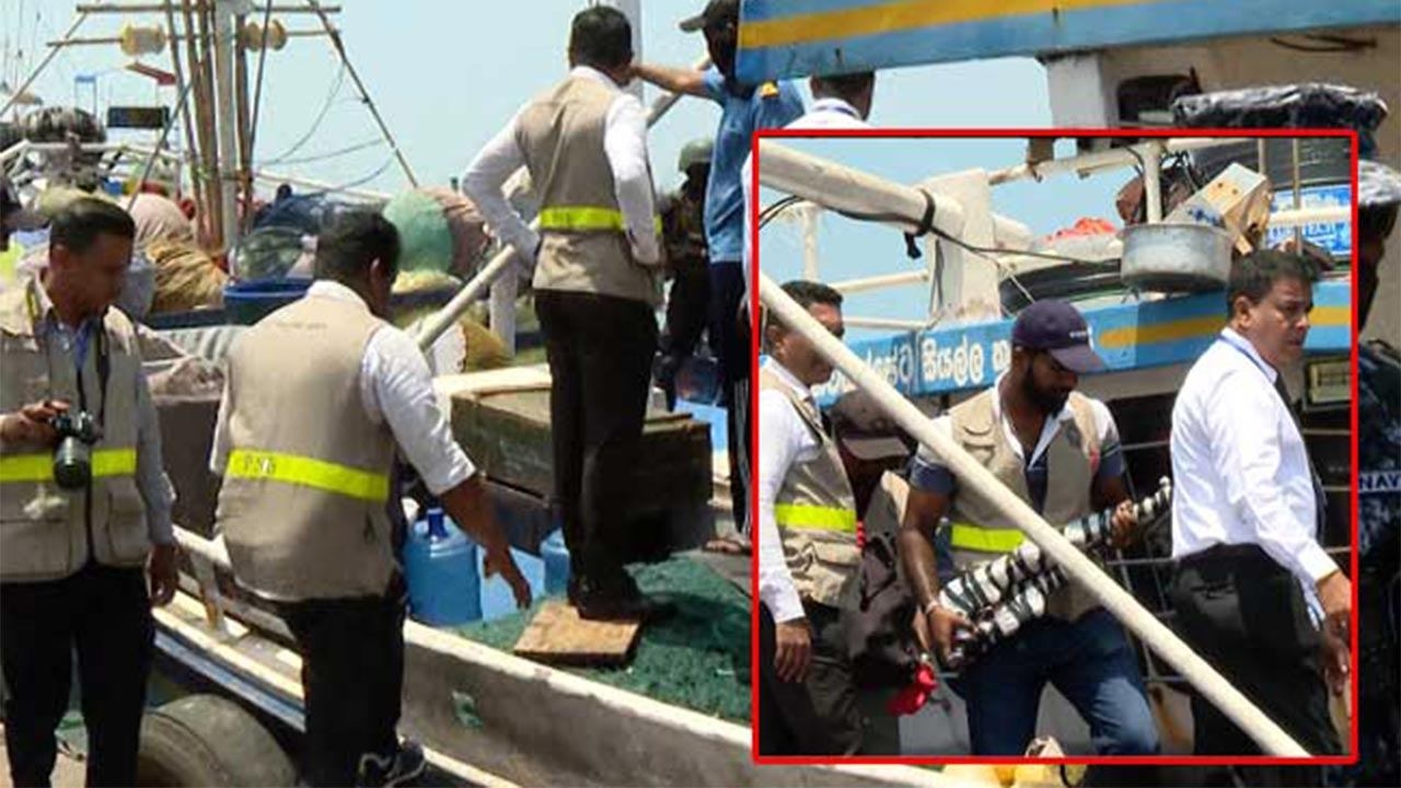 நவீன ஆயுதங்களுடன் பிடிபட்ட படகுகள் கரைக்கு கொண்டுவரப்பட்டன