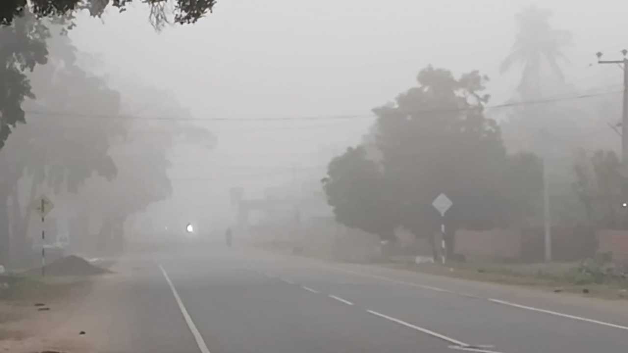 கிளிநொச்சியில் கடும் பனிமூட்டம்