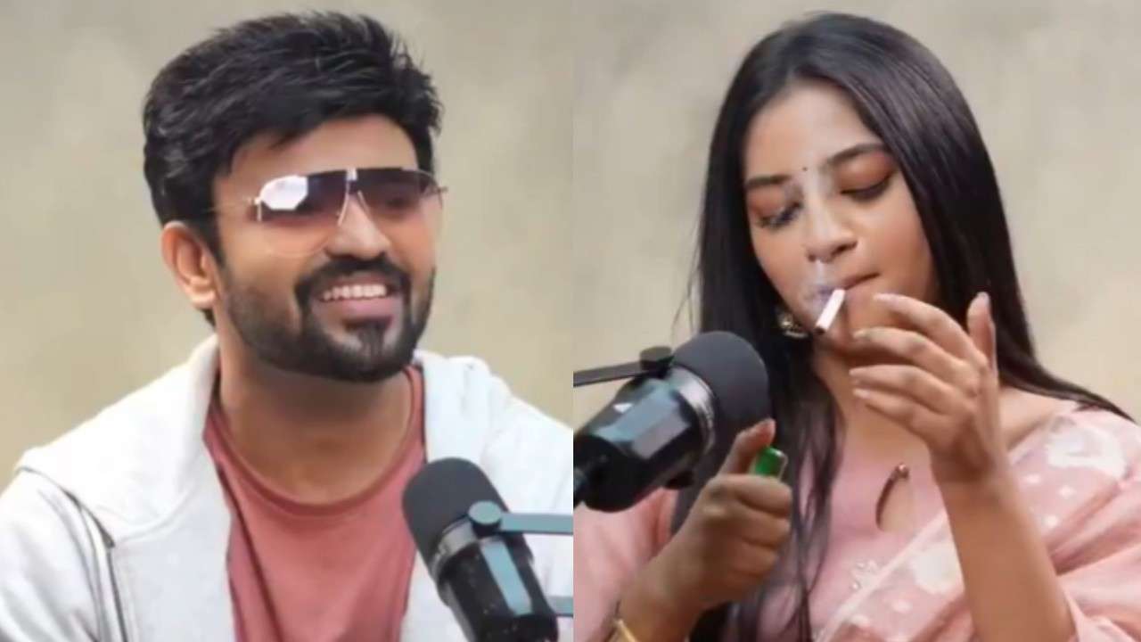 பேட்டிக்கு நடுவே சிகரெட் பிடித்த பிரபல சீரியல் நடிகை!