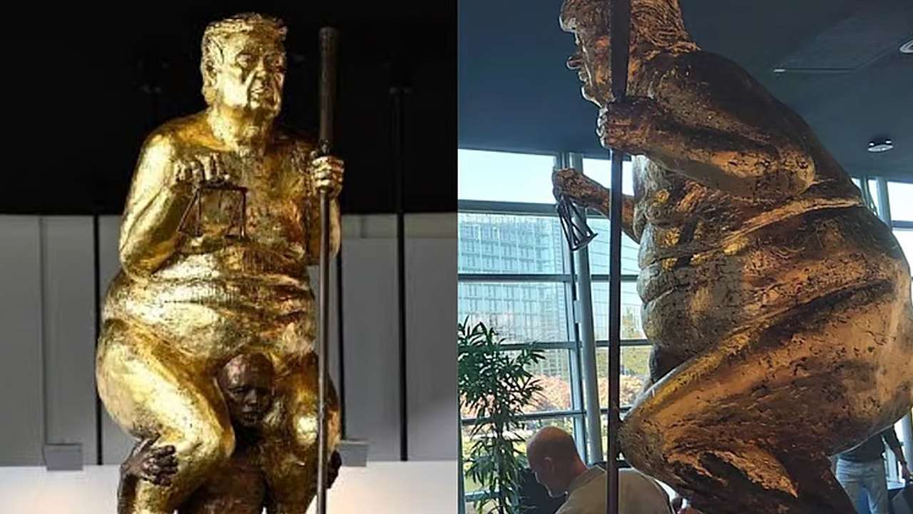 ட்ரம்பின் நிர்வாணமான தங்கச் சிலை ஐரோப்பிய பாராளுமன்றத்தில்...