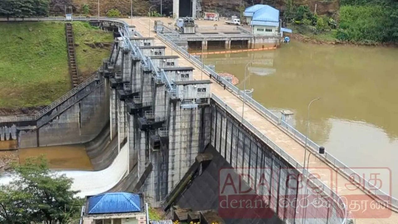 மேல் கொத்மலை நீர்த்தேக்கத்தின் வான் கதவு தொடர்ந்தும் திறப்பு